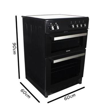 GRADE A2 - electriQ 60cm Electric Cooker with Twin Cavity and Ceramic Hob in Black