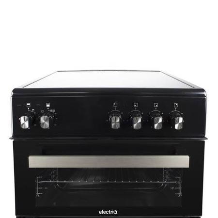 GRADE A2 - electriQ 60cm Electric Cooker with Twin Cavity and Ceramic Hob in Black