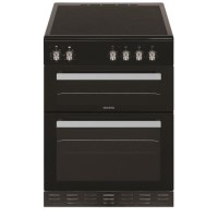 GRADE A2 - electriQ 60cm Electric Cooker with Double Oven and Ceramic Hob in Black