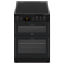 GRADE A3 - electriQ 60cm Double Oven Electric Cooker with Ceramic Hob & Programmable Timer - Black