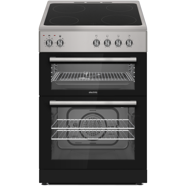 electriQ 60cm Double Oven Cooker - Silver