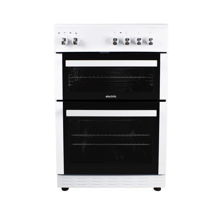GRADE A3 - electriQ 60cm Electric Cooker with Double Oven and Ceramic Hob in White