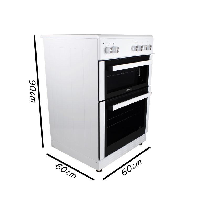 GRADE A3 - electriQ 60cm Electric Cooker with Double Oven and Ceramic Hob in White