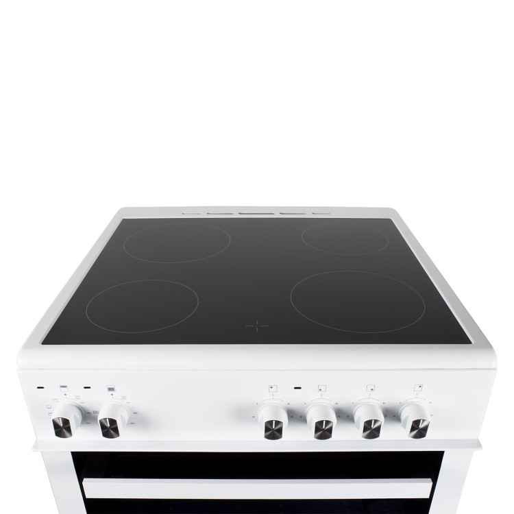 GRADE A3 - electriQ 60cm Electric Cooker with Double Oven and Ceramic Hob in White