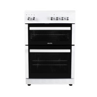 GRADE A3 - electriQ 60cm Electric Cooker with Double Oven and Ceramic Hob in White