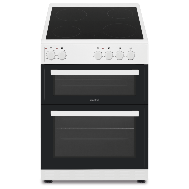 GRADE A2 - electriQ 60cm Double Oven Electric Cooker with Ceramic Hob - White