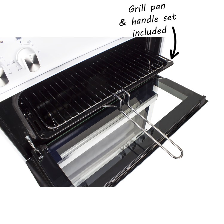 GRADE A3 - electriQ 60cm Electric Cooker with Double Oven and Ceramic Hob in White