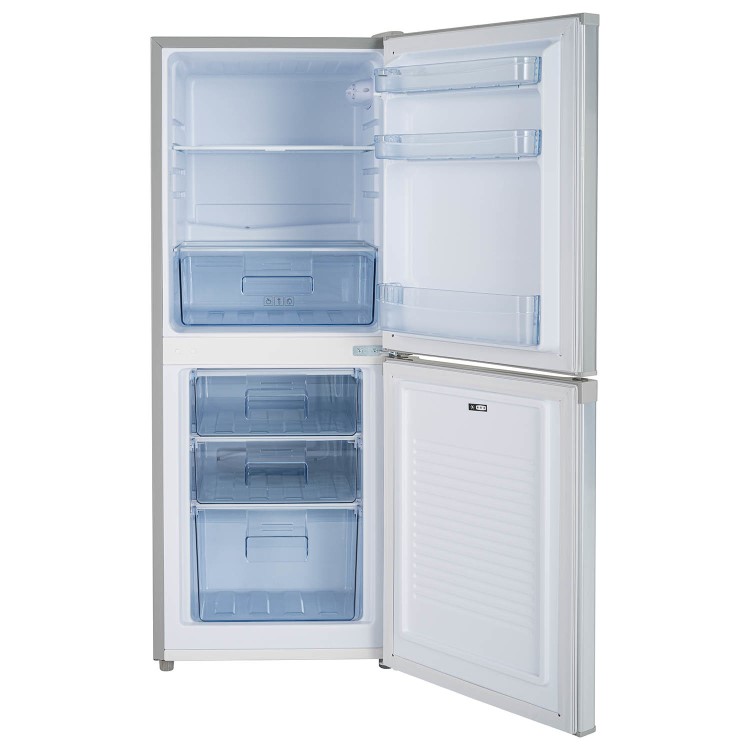 GRADE A3 - electriQ 155 Litre 50/50 Freestanding Fridge Freezer - Silver