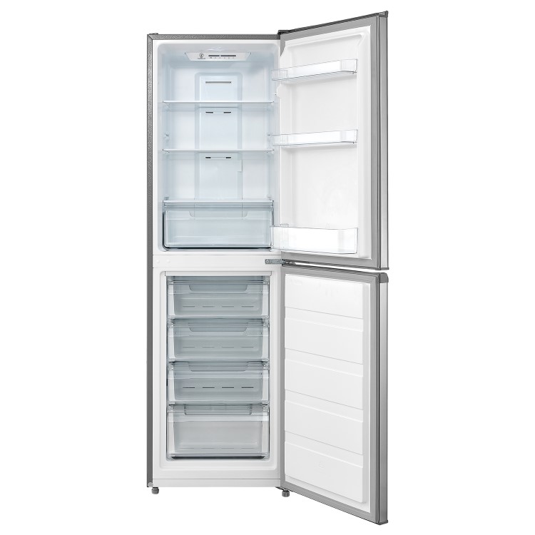 GRADE A2 - electriQ 50/50 Split Freestanding Total No Frost Fridge Freezer - Silver