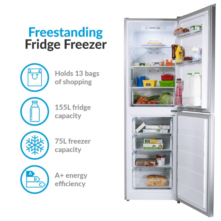 electriQ 50/50 Split Freestanding Total No Frost Fridge Freezer - Silver