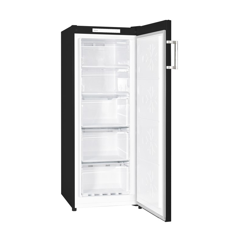 GRADE A1 - electriQ 166 Litre Freestanding Upright Freezer 144cm Tall Frost Free 55cm Wide - Black 