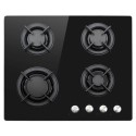 A1/EQGH406GGBLK Refurbished electriQ EQGH406GGBLK 60cm Gas on Glass 4 Burner Gas Hob Black Glass