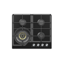 EQGH6042VOL electriQ 60cm 4 Burner Gas on Glass Hob with Rapid Wok Burner - Black