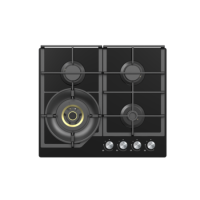 electriQ 60cm 4 Burner Gas on Glass Hob - Black