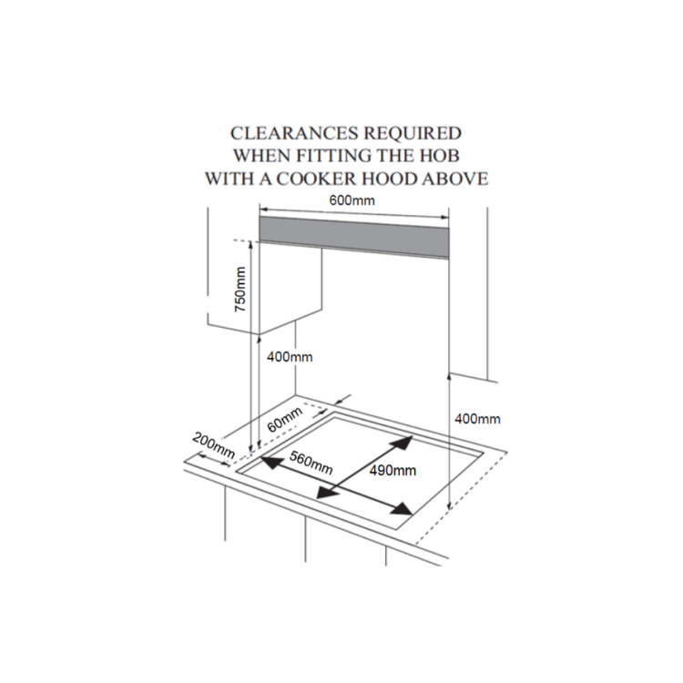 electriQ 60cm 4 Burner Gas Hob - Black