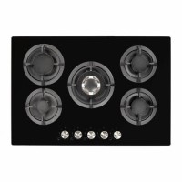 electriQ 75cm Gas on Glass 5 Burner Gas Hob - Black