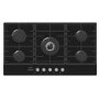 electriQ 90cm Gas on Glass Hob 5 Burner Gas Hob - Black