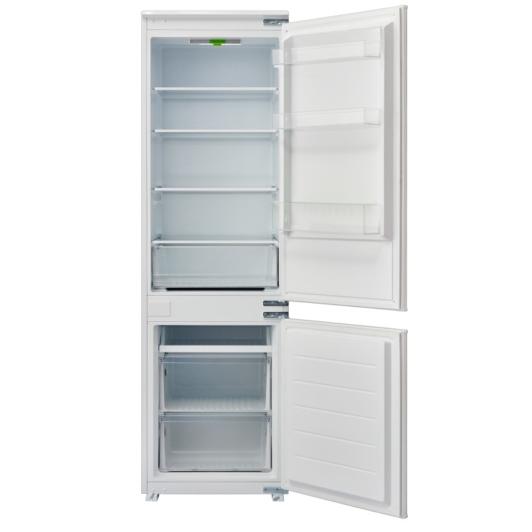 GRADE A1 - electriQ 54cm Integrated static 70/30 Fridge Freezer