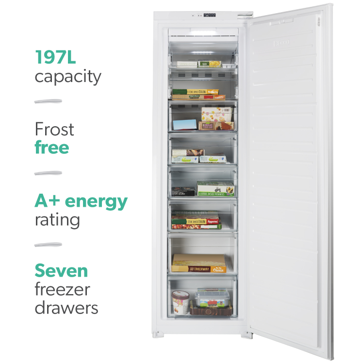 electriQ 197 Litre Integrated In Column Freezer