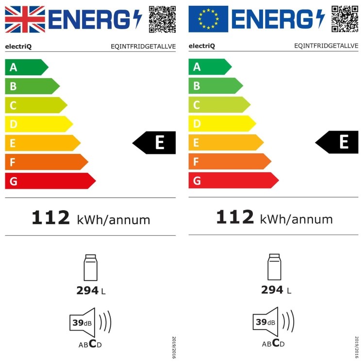 electriQ 294 Litre Integrated In Column Fridge