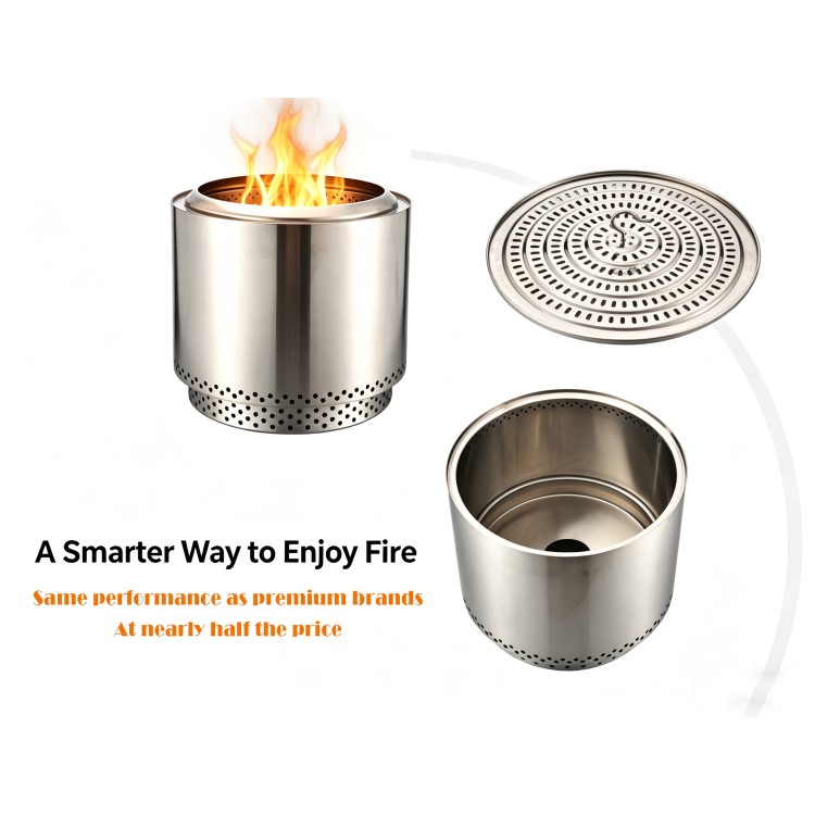 electriQ Smokeless Firepit - Stainless Steel