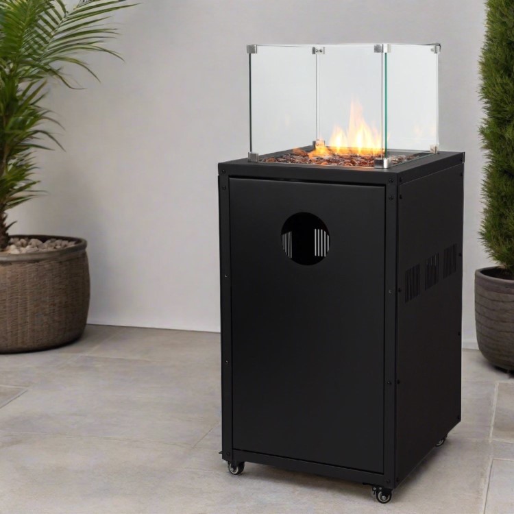 Refurbished electriQ Glass Flame Patio Heater With Glass Stones