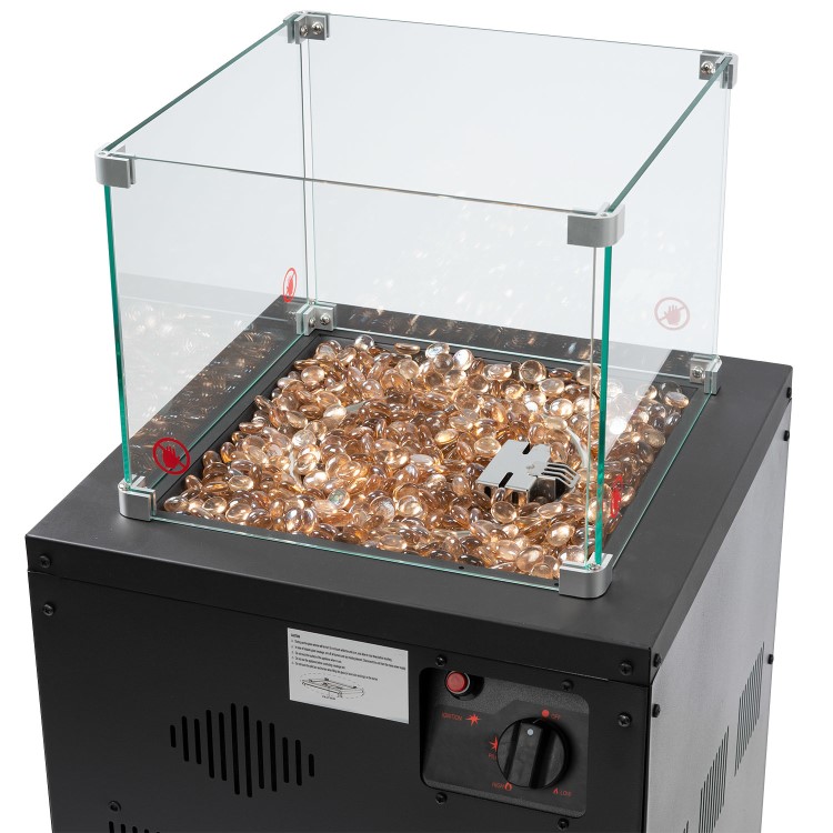 Refurbished electriQ Glass Flame Patio Heater With Glass Stones