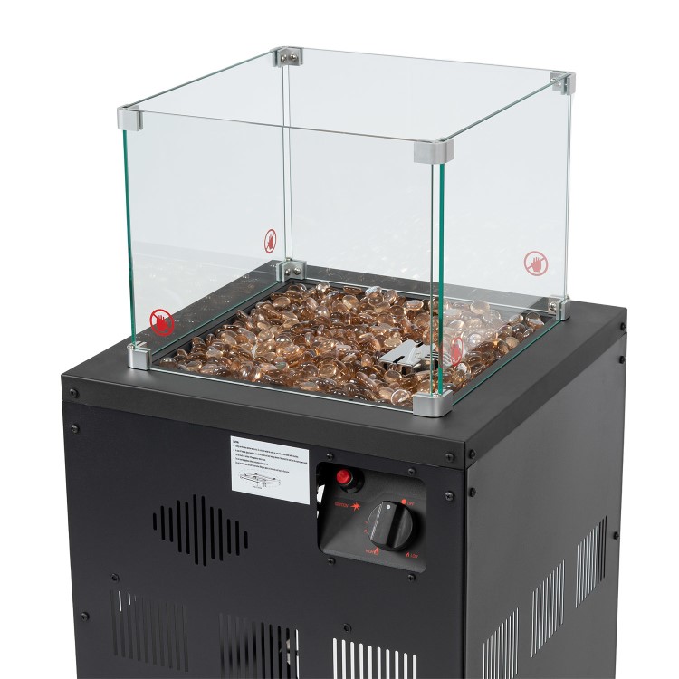 Refurbished electriQ Glass Flame Patio Heater With Glass Stones