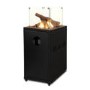 electriQ Glass Flame Gas Patio Heater with Lava Rocks and Logs - Black