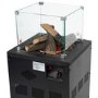 Refurbished electriQ Glass Flame Gas Patio Heater with Lava Rocks and Logs - Black