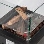 Refurbished electriQ Glass Flame Gas Patio Heater with Lava Rocks and Logs - Black