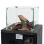 Refurbished electriQ Glass Flame Gas Patio Heater with Lava Rocks and Logs - Black