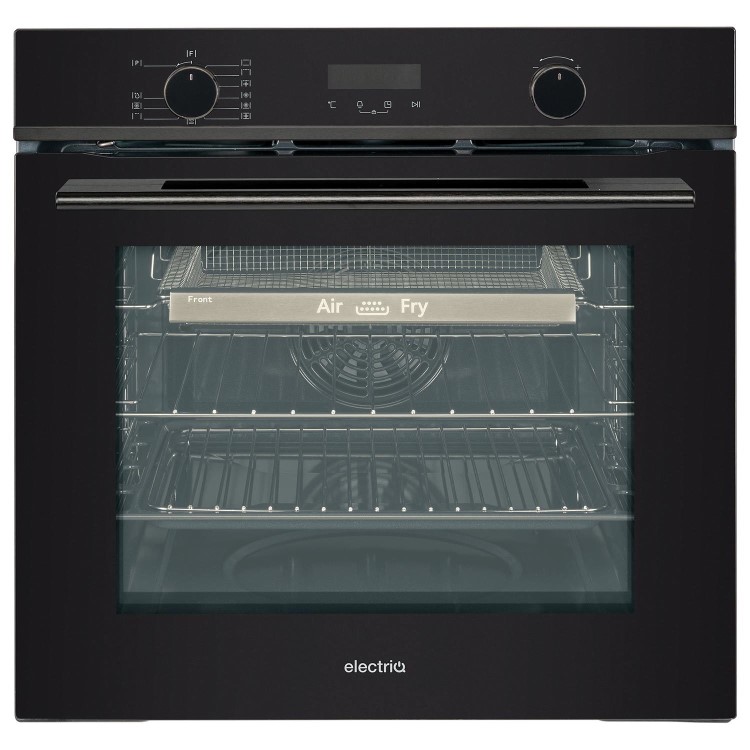 electriQ Multifunction Single Oven with Pyrolytic Cleaning and Air Fry Function - Black
