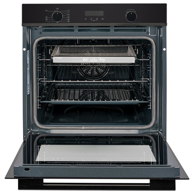 electriQ Multifunction Single Oven with Pyrolytic Cleaning and Air Fry Function - Black