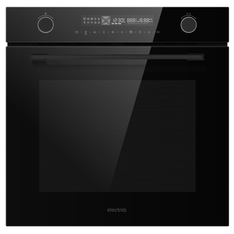 Refurbished electriQ EQOVENM5BLACK 60cm Single Built In Electric Oven with Microwave Function Black