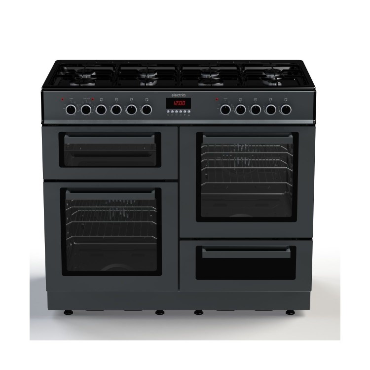 GRADE A2 - electriQ 100cm Dual Fuel Range Cooker - Slate Grey