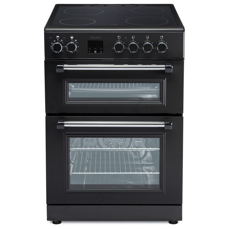 Refurbished electriQ EQRANGE60CDK 60cm Double Oven Electric Cooker Black