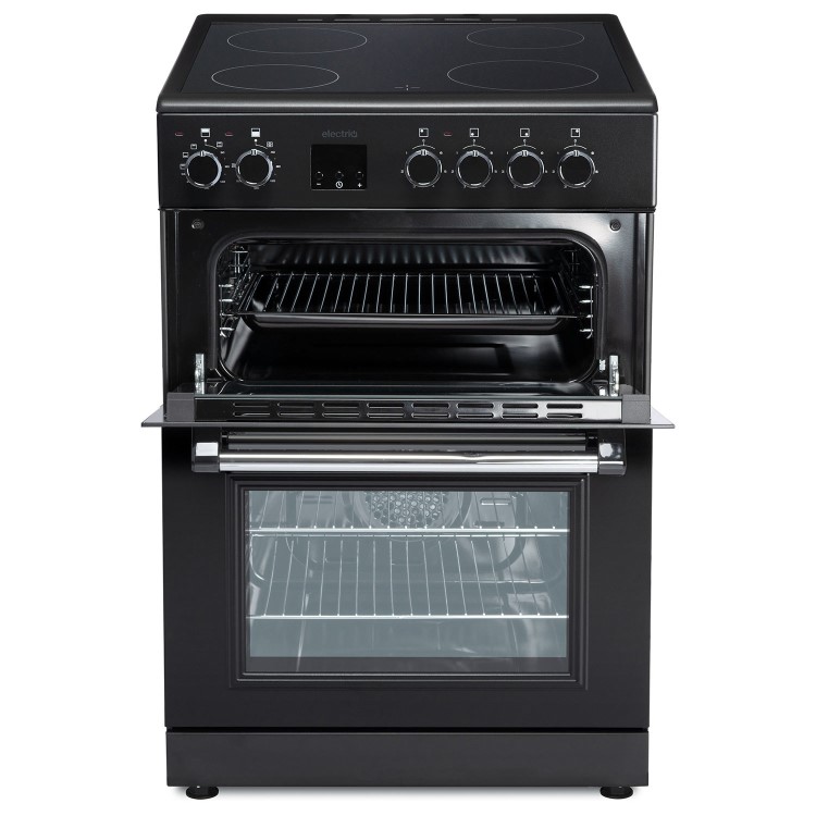 Refurbished electriQ EQRANGE60CDK 60cm Double Oven Electric Cooker Black