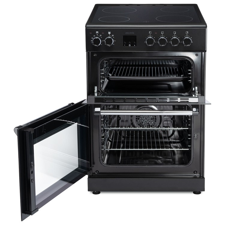 Refurbished electriQ EQRANGE60CDK 60cm Double Oven Electric Cooker Black