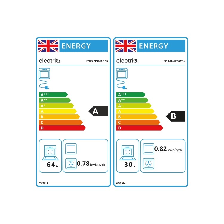 Refurbished electriQ EQRANGE60CDK 60cm Double Oven Electric Cooker Black