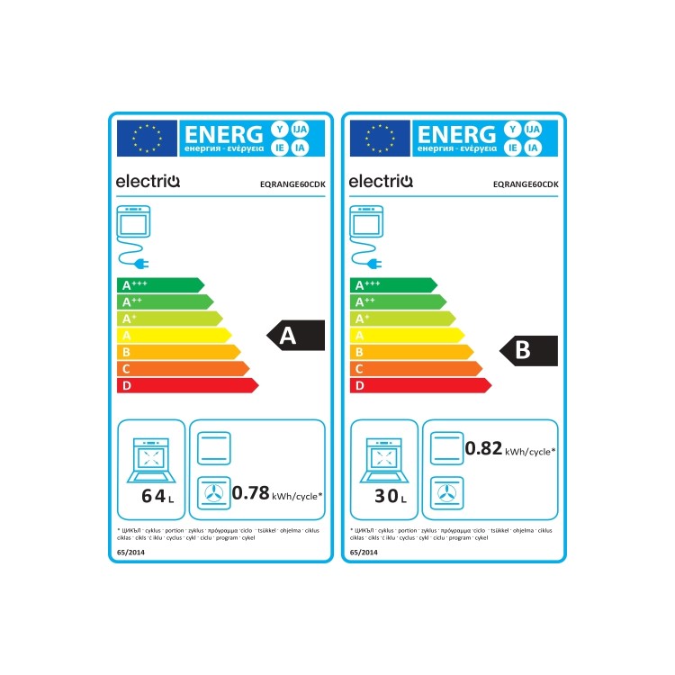 Refurbished electriQ EQRANGE60CDK 60cm Double Oven Electric Cooker Black