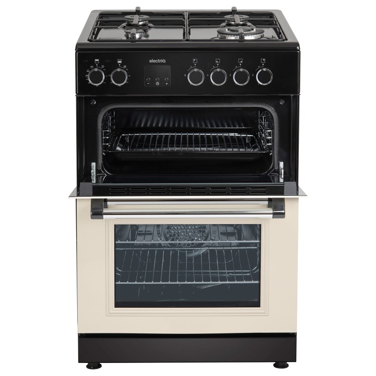 electriQ 60cm Double Oven Dual Fuel Cooker - Cream
