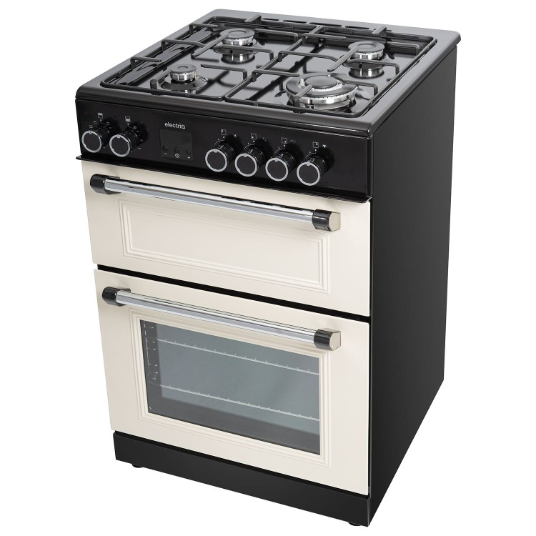 electriQ 60cm Double Oven Dual Fuel Cooker - Cream