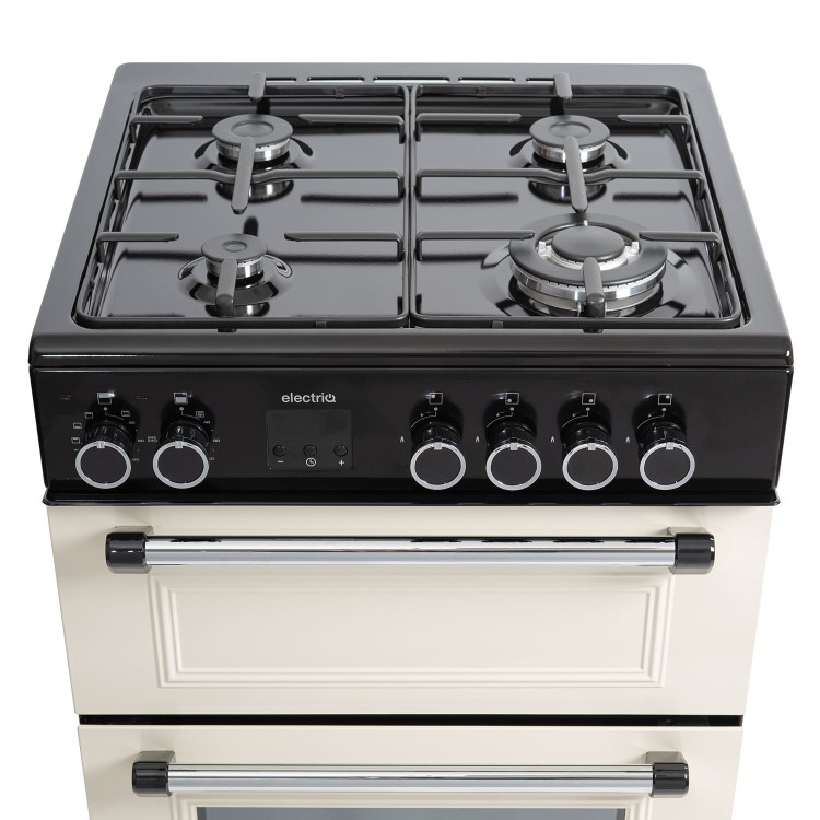 electriQ 60cm Double Oven Dual Fuel Cooker - Cream