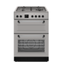 electriQ 60cm Double Oven Dual Fuel Cooker - Silver
