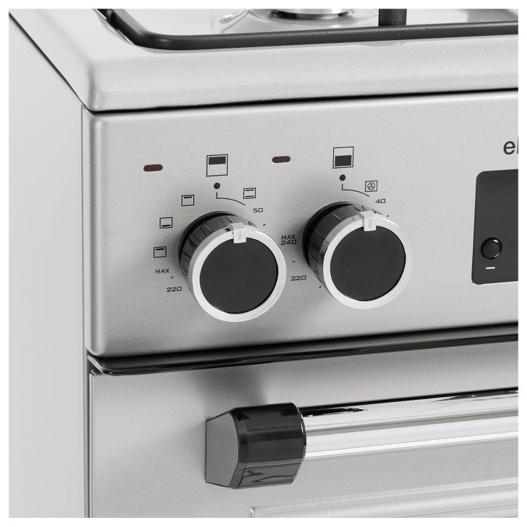 electriQ 60cm Double Oven Dual Fuel Cooker - Silver