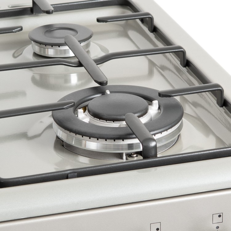 electriQ 60cm Double Oven Dual Fuel Cooker - Silver
