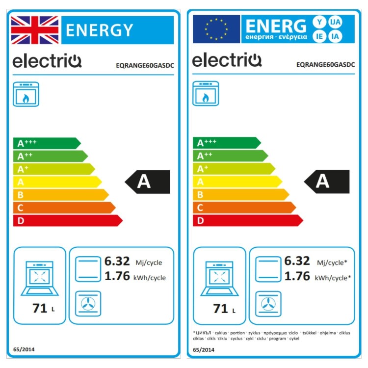 electriQ 60cm Twin Cavity Gas Cooker - Cream