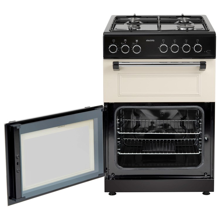 electriQ 60cm Twin Cavity Gas Cooker - Cream