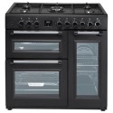 EQRANGE90DFTRCK electriQ 90cm Triple Cavity Dual Fuel Range Cooker - Black